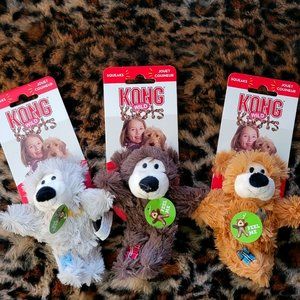 Kong Dog Teddy Bear Wild Knots Mini Squeaks And Rope Xs Various Colors Ea.
